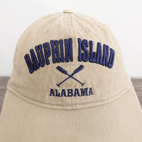 Dauphin Island Alabama Hat Cap Strap Back Embroidered Oars Lucky 7 Mens USA - Picture 2 of 9